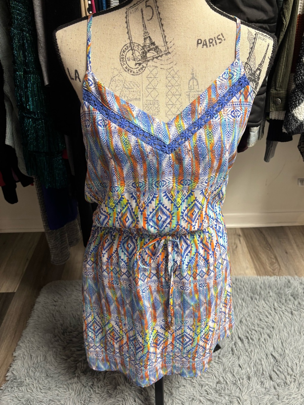 Multi-Color Printed Spaghetti Strap Dress